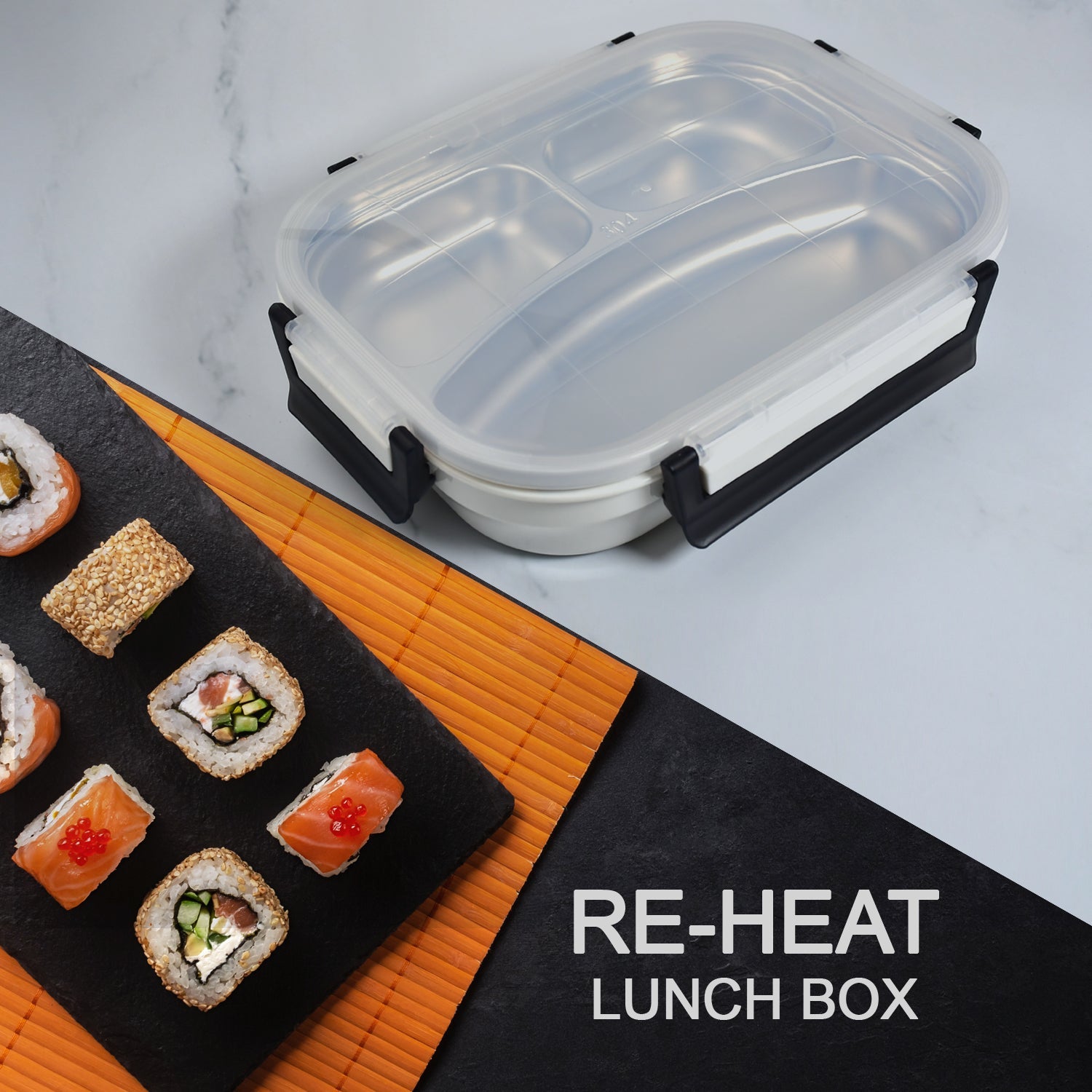 2980 White Transparent Lunch Box for Kids and adults, Stainless Steel Lunch Box with 3 Compartments. DeoDap 2980 White Transparent Lunch Box for Kids and adults, Stainless Steel Lunch Box with 3 Compartments. DeoDap